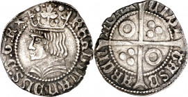 Ferran II (1479-1516). Barcelona. Croat. (Cru.V.S. 1141.1) (Cru.C.G. 3070). Cospel ligeramente irregular. 3,22 g. MBC+.