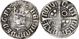 Ferran II (1479-1516). Barcelona. 1/2 croat. (Cru.V.S. 1143.4) (Cru.C.G. 3076i). Rayitas en reverso. 1,50 g. MBC-.