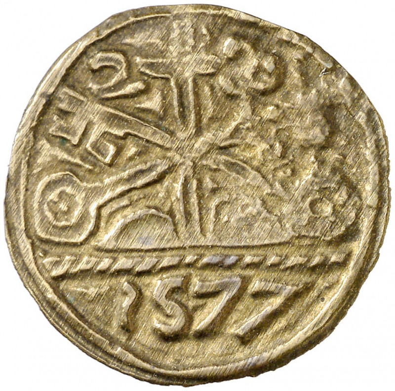 1577. Olot. Pellofa. (Cru.L. 1399, atribuida a Besalú) (A.N. 29 pág. 196). Valor...