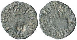 s/d. Carlos I. Girona. 1 diner. (AC. 5) (Cru.V.S. 1422). Contramarca G. Muy rara. 0,65 g. MBC-.