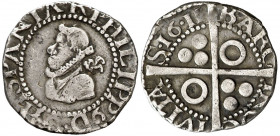1611. Felipe III. Barcelona. 1/2 croat. (AC. 370) (Cru.C.G. 4341). La cruz corta la leyenda. Ex Colección Crusafont 27/10/2011, nº 1126. 1,46 g. MBC-....