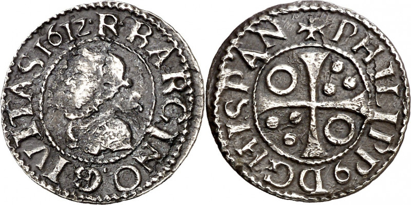 1612. Felipe III. Barcelona. 1/2 croat. (AC. 376) (Cru.C.G. 4342e). Leyendas de ...