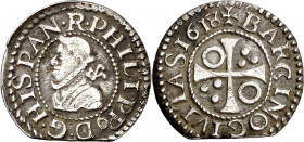 1618. Felipe III. Barcelona. 1/2 croat. (AC. 383) (Cru.C.G. 4342m). Escasa. 1,42 g. MBC/MBC+.