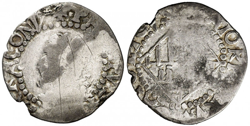 s/d. Felipe III. Mallorca. 1/2 ral. (AC. 387) (Cru.C.G. falta). Rara. 1,12 g. BC...