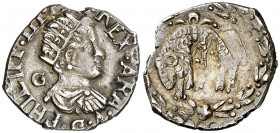 s/d. Felipe III. Nápoles. G. 1/2 carlino. (Vti. falta) (MIR. 216/2). Defecto de cospel. 1,36 g. (MBC+).
