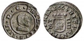 1663. Felipe IV. M (Madrid). S. 4 maravedís. (AC. 237). 0,93 g. MBC.