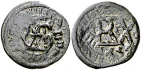 1658. Felipe IV. (AC. 523). Resello de valor 4 sobre 2 maravedís del Ingenio de 1598. El resello ocupa toda la moneda. Escasa. 3,19 g. MBC.