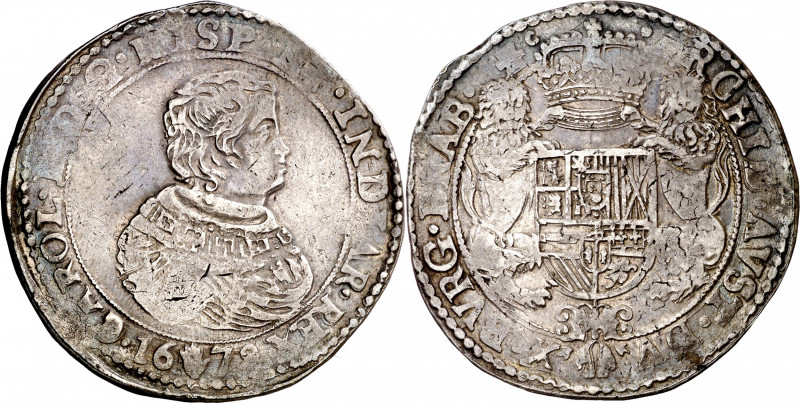 1679. Carlos II. Amberes. 1 ducatón. (Vti. 490) (Vanhoudt 692.AN). Bonita pátina...