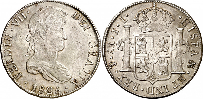 1825. Fernando VII. Potosí. JL. 8 reales. (AC. 1394). 26,72 g. MBC.