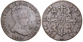 1838. Isabel II. Segovia. 8 maravedís. (AC. 124). 9,62 g. BC-/BC.