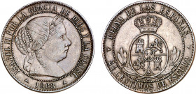 1868. Isabel II. Segovia. OM. 2 1/2 céntimos de escudo. (AC. 233). 6,19 g. MBC+.