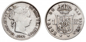 1859. Isabel II. Madrid. 1 real. (AC. 308). 1,24 g. BC+/MBC-.
