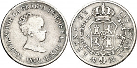 1849. Isabel II. Madrid. CL. 2 reales. (AC. 366). 2,53 g. BC+/MBC-.