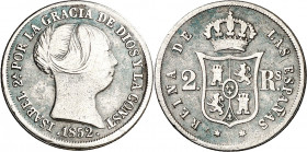 1852. Isabel II. Madrid. 2 reales. (AC. 367). 2,51 g. BC+.