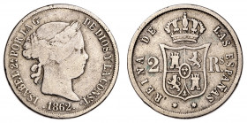1862. Isabel II. Madrid. 2 reales. (AC. 377). 2,49 g. BC/BC+.