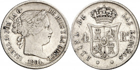 1864. Isabel II. Madrid. 4 reales. (AC. 439). Golpecitos. Escasa. 5,14 g. MBC-/BC+.
