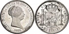1855. Isabel II. Madrid. 20 reales. (AC. 597). Leves rayitas. 25,95 g. MBC+.