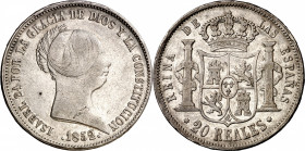 1852. Isabel II. Sevilla. 20 reales. (AC. 628). 25,94 g. MBC.