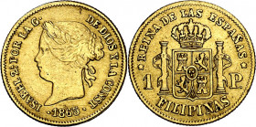 1865/59. Isabel II. Manila. 1 peso. (AC. 827). 1,70 g. MBC.