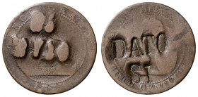(1870). Gobierno Provisional. Barcelona. OM. 5 céntimos. Contramarca política: DATO/SI. 4,49 g. BC.