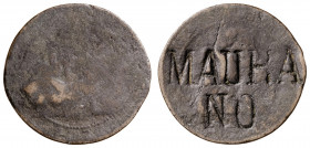 1870. Gobierno Provisional. Barcelona. 5 céntimos. Contramarca política: MAURA/NO. 4,47 g. BC.