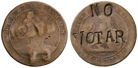 1870. Gobierno Provisional. Barcelona. OM. 10 céntimos. Contramarca política: NO/VOTAR. 9,50 g. BC.