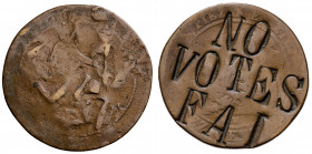 1870. Gobierno Provisional. Barcelona. (OM). 10 céntimos. Contramarca política: NO/VOTES/FAI. 8,68 g. BC.