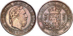 1875. Carlos VII, Pretendiente. Oñate. 10 céntimos. (AC. 5). 10,07 g. MBC.