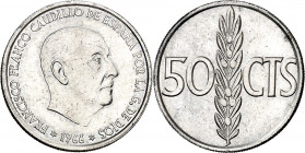 1966*1970. Franco. 50 céntimos. (AC. 34). Mínimas impurezas. Rara. 1 g. (Proof).