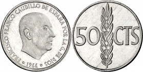 1966*1974. Franco. 50 céntimos. (AC. 38). 0,96 g. Proof.