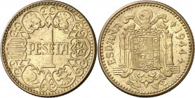 1944. Franco. 1 peseta. (AC. 44). 3,45 g. S/C-.