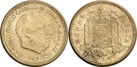 1947*1951. Franco. 1 peseta. (AC. 51). Rara. 3,44 g. EBC.