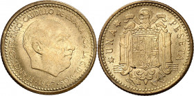1947*1956. Franco. 1 peseta. (AC. 55). Rara. 3,63 g. S/C-.