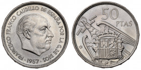 1957*71. Franco. 50 pesetas. (AC. 140). 12,45 g. S/C-.