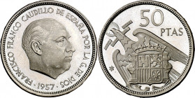 1957*72. Franco. 50 pesetas. (AC. 141). 12,49 g. Proof.