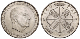 1966*1966. Franco. 100 pesetas. (AC. 145). 18,93 g. S/C-.