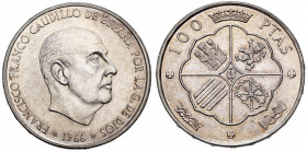 1966*1968. Franco. 100 pesetas. (AC. 147). 18,77 g. S/C-.