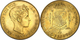 1897*1961. Franco. SGV. 100 pesetas. (AC. 177). Acuñación de 810 ejemplares. Rara. 32,24 g. S/C-.