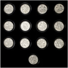 2001. Juan Carlos I. 100 pesetas. Última emisión de la Peseta. Estuche con 13 monedas en plata. Peso total aprox.: 153,40 g. S/C.