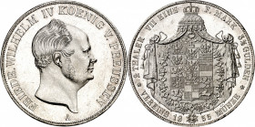Alemania. Prusia. 1855. Federico Guillermo IV. A (Berlín). 2 talers. (Kr. 467). Limpiada. Bella. Rara. AG. 37,09 g. EBC.