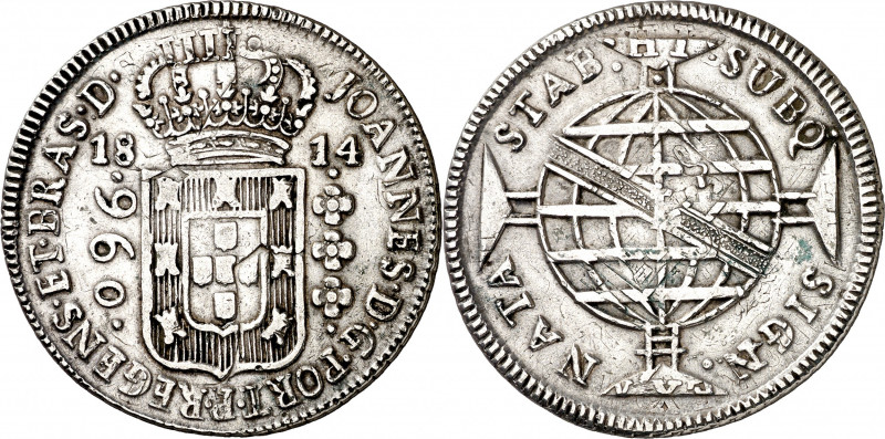 Brasil. 1814. Juan, Príncipe regente. B (Bahía). 960 reis. (Kr. 307). Acuñada so...