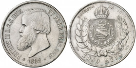 Brasil. 1888. Pedro II. 2000 reis. (Kr. 485). AG. 25,44 g. MBC.