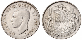 Canadá. 1943. Jorge VI. 50 centavos. (Kr. 36). AG. 11,59 g. MBC.
