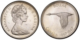 Canadá. 1967. Isabel II. 1 dolar. (Kr. 70). AG. 23,30 g. EBC.