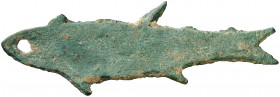 China. (1122-222 a.C.). Dinastía Zhou. Moneda pez. Muy escasa. AE. 16,53 g. MBC+.