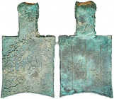 China. (650-400 a.C.). Dinastía Zhou. Moneda pala. (D.H. 2.83) (Schjöth falta). Muy rara. AE. 40,74 g. MBC+.