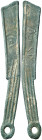 China. (400-220 a.C.). Dinastía Zhou. Cuchillo Ming. (D.H. falta) (Schjöth falta). Bella. Rara. AE. 12,58 g. EBC.