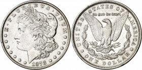 Estados Unidos. 1878. Filadelfia. 1 dólar. (Kr. 110). 7 plumas en la cola. Limpiada. AG. 26,62 g. MBC.