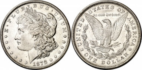 Estados Unidos. 1878. Filadelfia. 1 dólar. (Kr. 110). 8 plumas en la cola. Limpiada. AG. 26,66 g. MBC+.