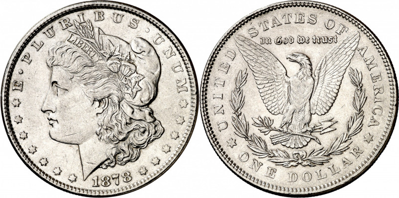 Estados Unidos. 1878. Filadelfia. 1 dólar. (Kr. 110). 8 plumas en la cola. Limpi...